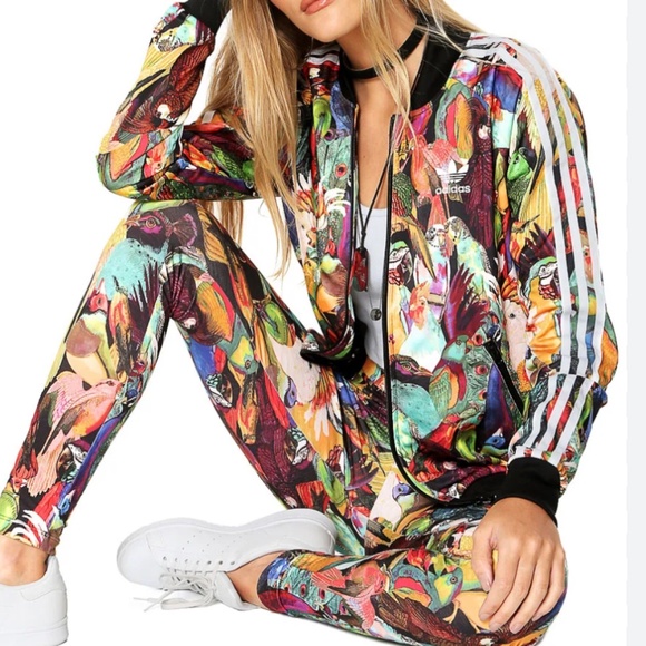 Adidas X Farm Rio Passaredo Track Jacket Tropical Bird Print Front